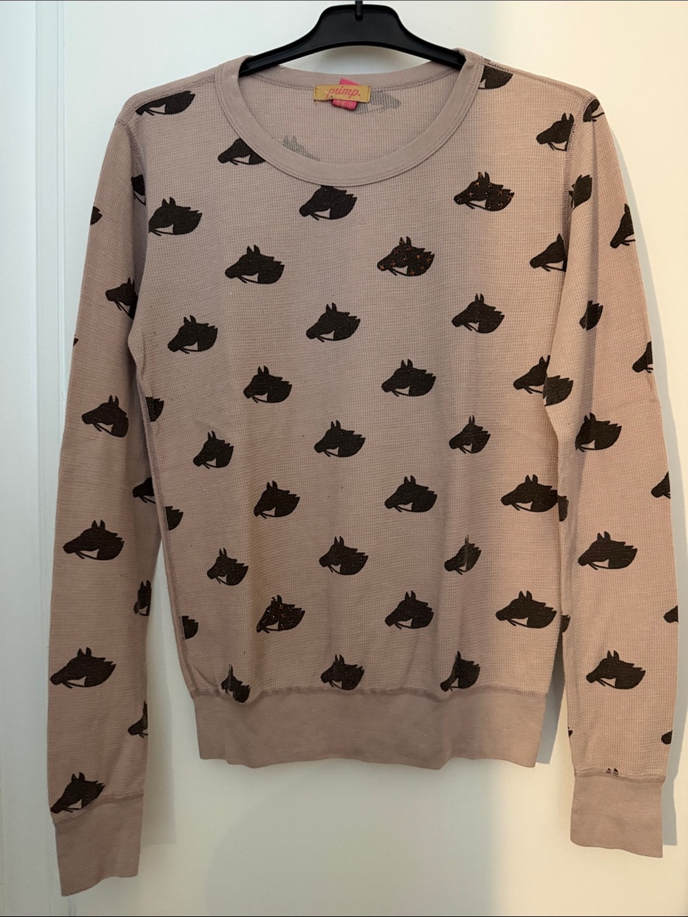 Primp Beige Crewneck Sweater with Dark Fox-Print